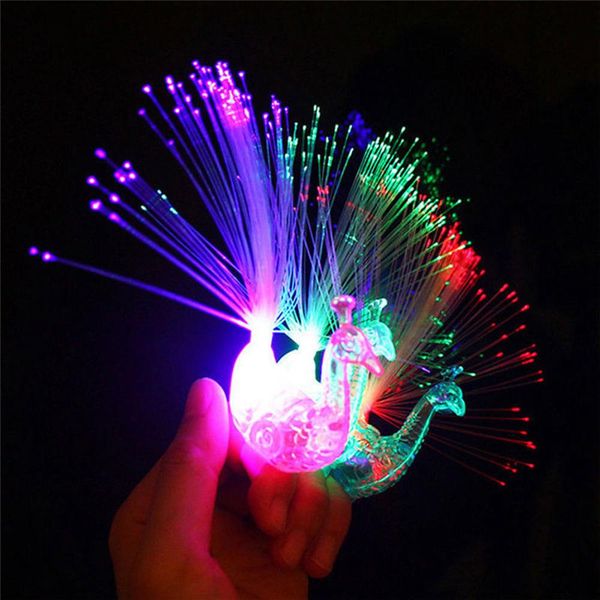 

led peacock shape finger lamp children's light-emitting toys colorful kids luminous ring finger light luminous colorful