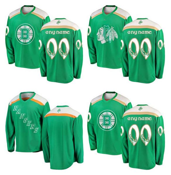 

2019 Green St. Patrick's Day Custom NHL New York Rangers Jersey Boston Bruins Chicago Blackhawks Any Team Number Name Hockey Jersey