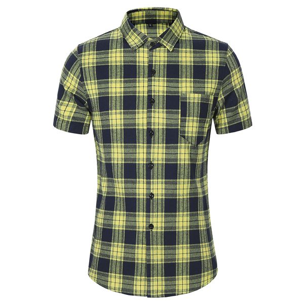 

social shirt simple plaid short sleeve shirts mens fashion wild youth plus szie blouse spring autunm new 2020 red grey yellow, White;black