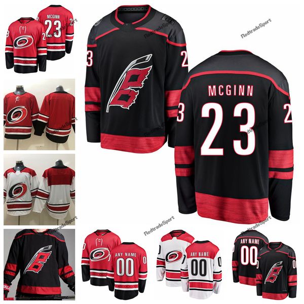 2019 mens carolina hurricanes brock mcginn hockey jerseys new black #23 brock mcginn stitched jerseys customize name, Black;red