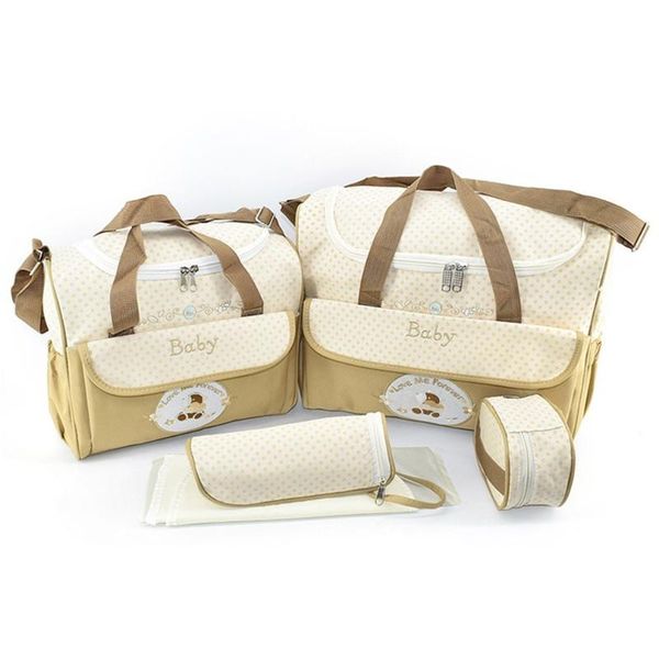 

cartoon baby diaper bag suits for mom baby bottle holder mother mummy stroller maternity tote bag 5pcs nappy bags set