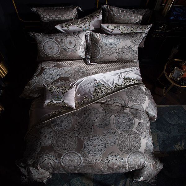 Ivarose Luxury Jacquard Cotton Stain Gold Bedding Set 4 6 King