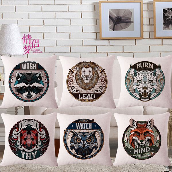 

hand animal badge cotton flax pillow back cushion loose coat
