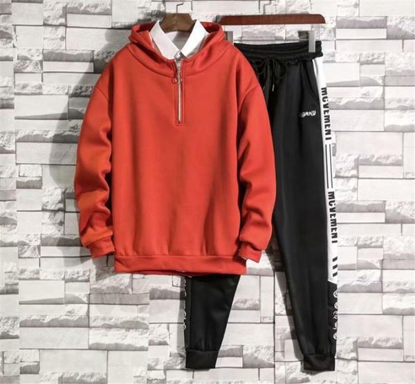 

mens two piece sets sports clothing sets spring male designer tracksuits loose thicken 2pcs clothing sets, Gray