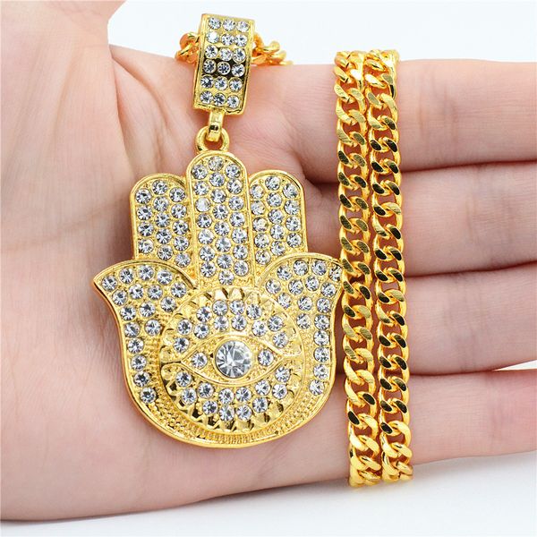 

fashion- hand pendant men's and women's universal alloy necklace european and american trendy jewelry hip hop necklace, Silver