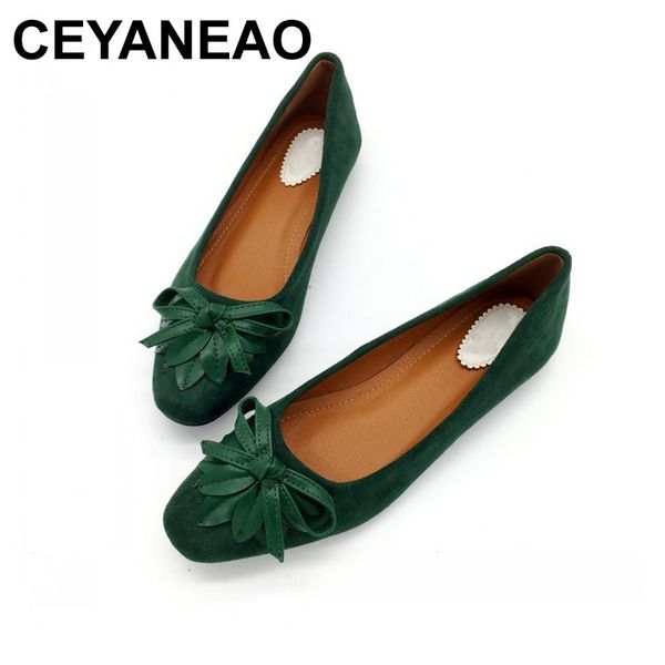 

ceyaneao 2018 ballet flats slip-on bowtie spring autumn woman single shoes work shoes ladies females footwear zapatos mujer y190704, Black