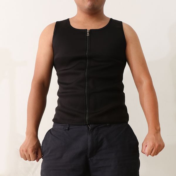 

men body shaper vest sauna effect zipper vest for workout fitness, breathable, neoprene fabric