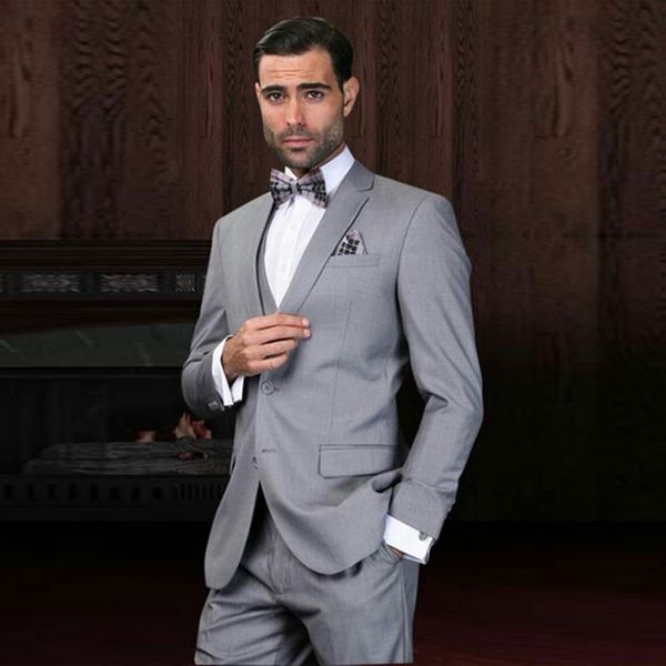 

gentle grey men suits for wedding groom wedding tuxedos groomsmen blazers male jacket classic costume homme 3piece slim fit terno masculino, Black;gray