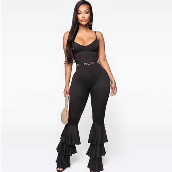 

women's jumpsuits & rompers adyce 2021 summer latest bandage spaghetti strap v-neck club vestidos celebrity party boot cut, Black;white