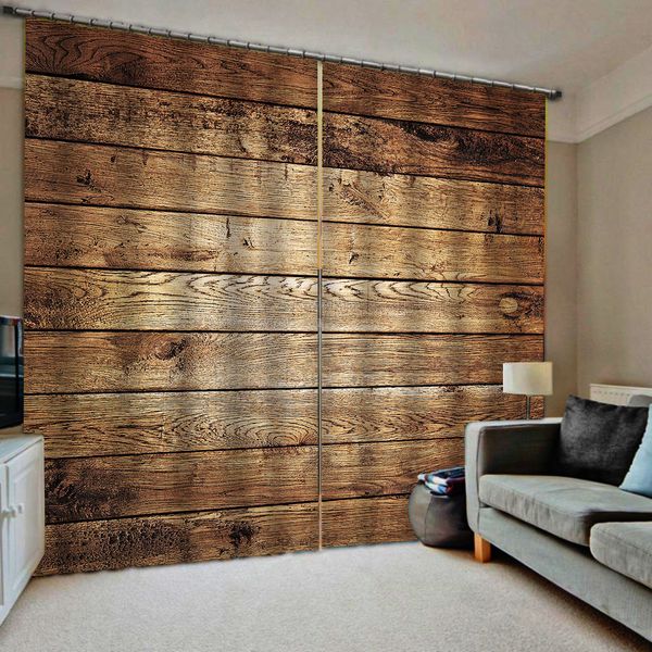 

custom brown woods blackout curtains window blackout luxury 3d curtains set for bed room living room office