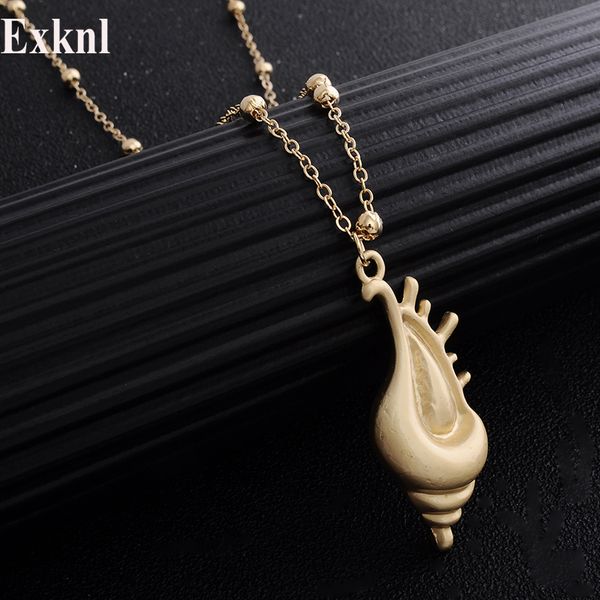

exknl fashion vintage shell collar choker necklace gold color boho power big pendant necklace women beach jewelry collier 2019, Golden;silver