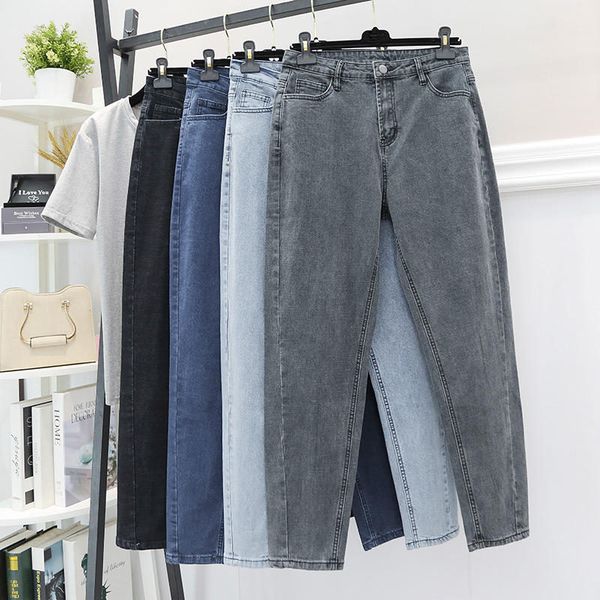 

boyfriend jeans for women stretch denim harem pants vintage high waist jeans female casual large size mom denim 5xl q2544, Blue