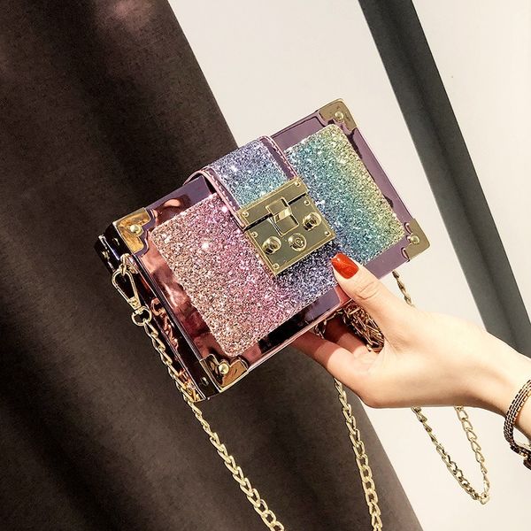 

spring and summer new bright crystal small square bag 2020 korean version of the wild fashion shoulder diagonal small tide bag