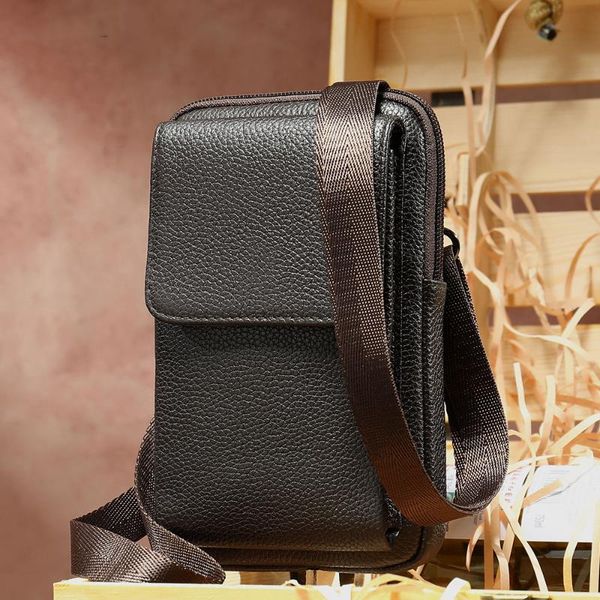 

men leather waist bag men's casual leather multifunction pockets outdoor leisure wear belts mobile phone waist pack bag