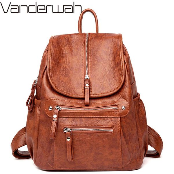 

women backpack female soft leather book school bags for teenage girls sac a dos travel back pack rucksacks mochilas y200623