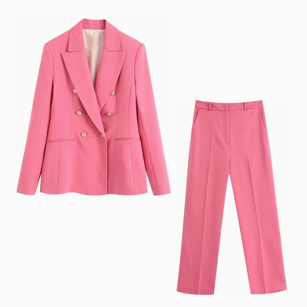 

women suits autumn 2020 new fashion double breasted blazer and pants female 2 pieces set, White;black