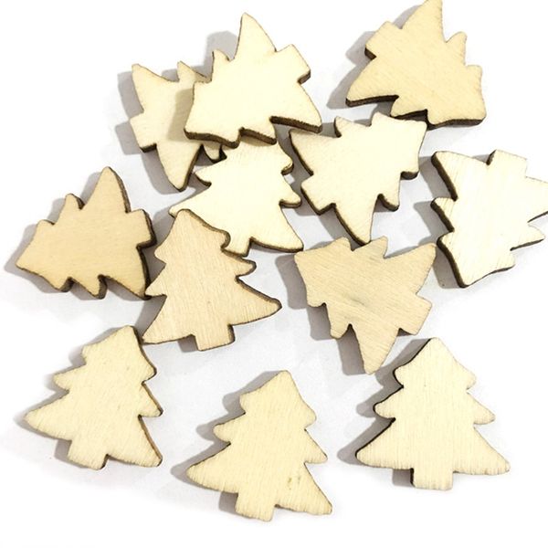 

100pcs natural wooden diy christmas tree hanging ornaments pendant gifts tree plates dipped table bottles dty decoration