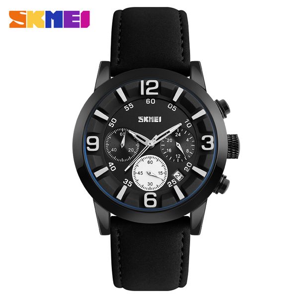 

skmei men quartz watch 30m water resistant sports watches watch complete calendar wristwatches relogio masculino 9147, Slivery;brown