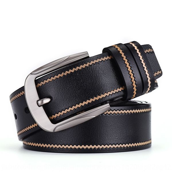 

men's second layer cowhide pin buckle leather men's all-match leather gold belt belt world, Black;brown