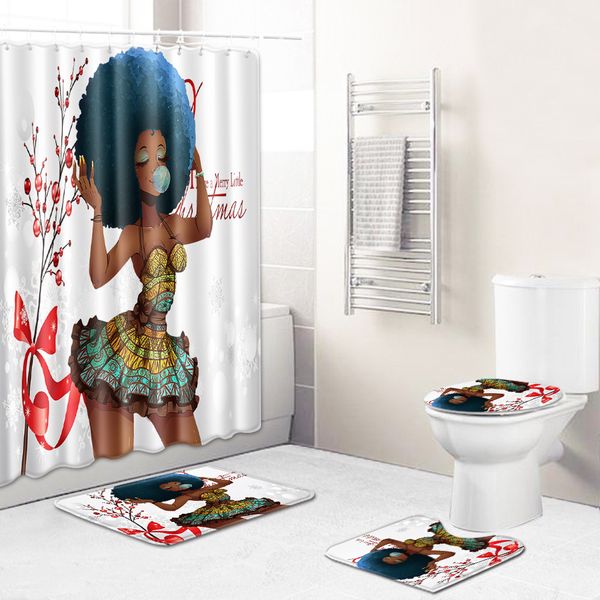 

28african women's new creative shower curtain from europe and the united states cross border goods wholesale to map customized toilet c