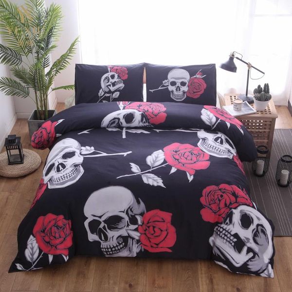 Yuxiu Bedding Sets 3d Rore Skull Black Duvet Covers Pillowcases