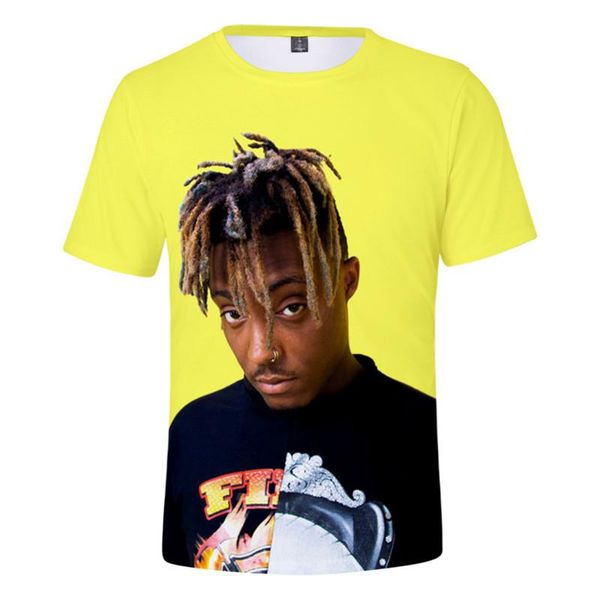 

juice wrld 3d printed tshirts short sleeve crew neck hiphop mens rapper fashion male tees, White;black