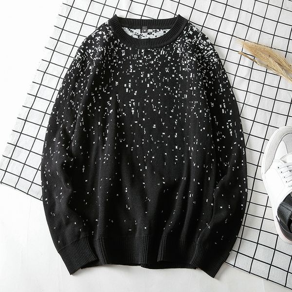 

zogaa mens sweaters pullover o-neck men 100% cotton long sleeve casual standard dot thin wool sweater 2019 autumn new arrival, White;black