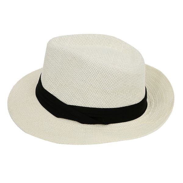 

white casual straw fedora hat sun hat for lovers