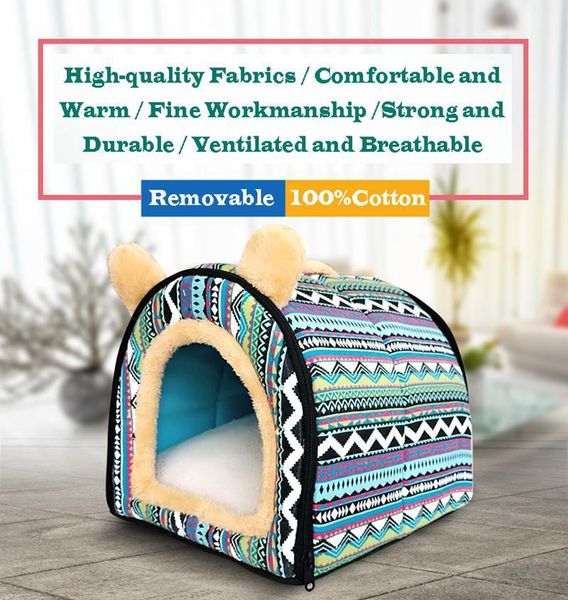 

four seasons universal pet house removable and washable personality dog house printing solid color cat kennel pet supplies