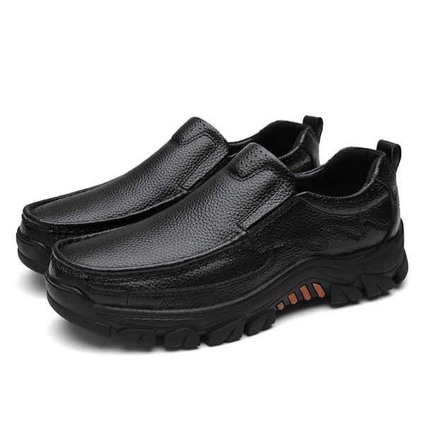 

brand men shoes genuine leather oxfords classic black comfortable breathable loafers working shoes for men