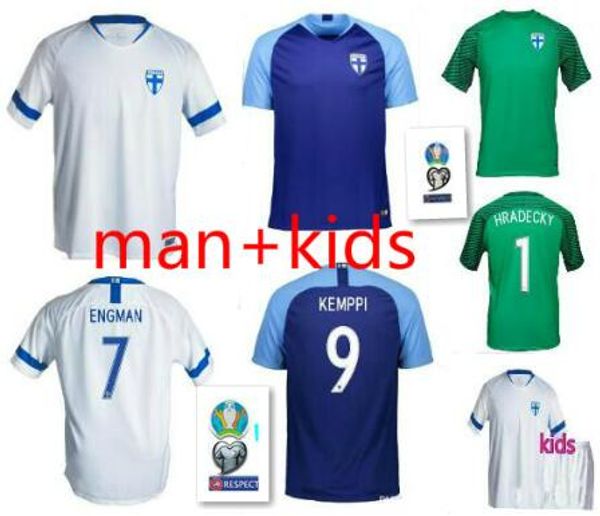 

Finland 20 21 european cup men home white occer jer ey pukki kemppi engman football hirt hradecky and kid uniform, Black;yellow