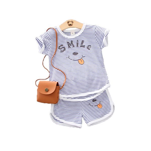 

summer children casual clothes baby boys girls striped letter t shirt shorts 2pcs/sets kids infant tracksuit toddler sportswear, White