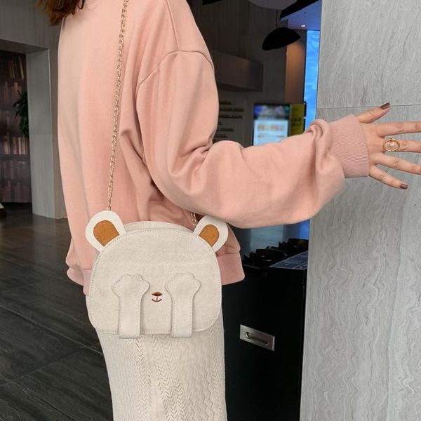 

cute shy bear bag korean women claw cartoon mini shoulder bag leather small messenger for girls phone purse handbag #40