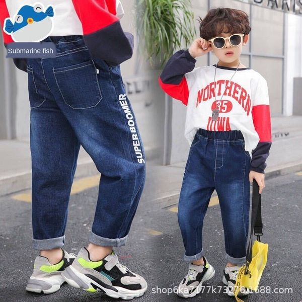 

lzull children's men's autumn men's baby's foreign style children's straight-tube handsome and single pants jeans j, Blue