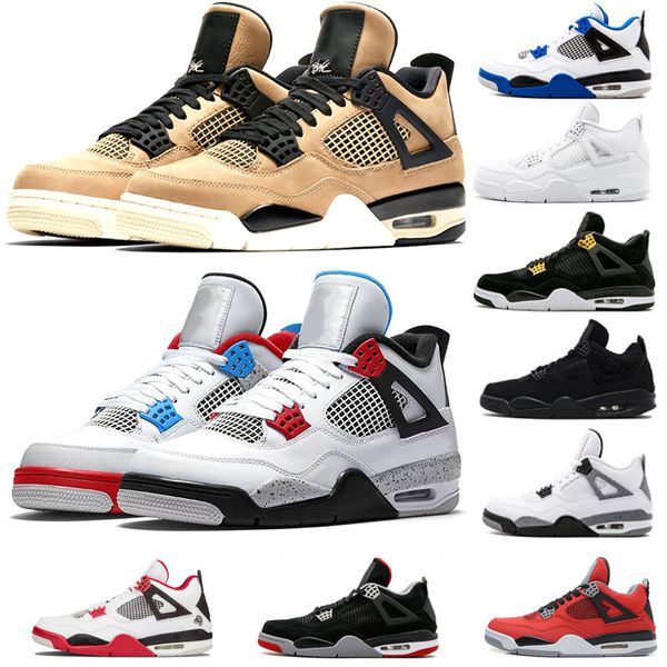 

4 Basketball Shoes For Women Men Bred Loyal Blue Cool Grey Fiba 4s Mens Trainers What The Cement Mushroom Sports Sneakers Size 36-47