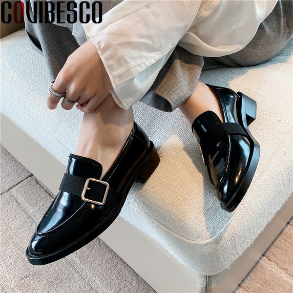 

covibesco shallow patent leather women's shoes metal decoration chunky heels pumps 2020 summer autumn working nasic shoes woman, Black