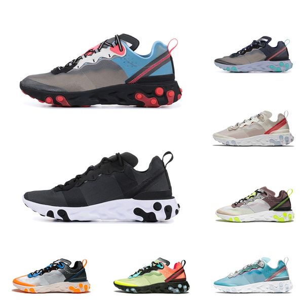 

2019 Undercover x Upcoming React Element 87 Running Shoes For Men Women black red black green mist dark grey Sport Sneakers Eur 36-45