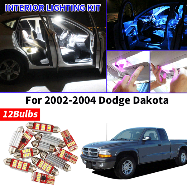 

12x canbus white led light bulbs interior kit for 2002-2004 dodgedakota map glove box trunk cargo license lamp 12v car light so