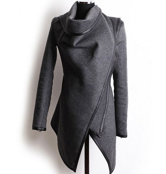 Moda- Abbigliamento per donna 2018 Nuovi cappotti in misto lana europei e americani Cappotti da donna con personalità e regole asimmetriche.
