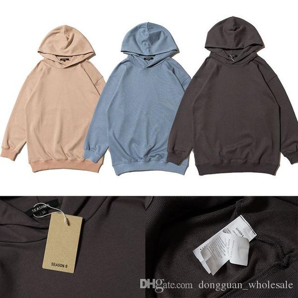 

season 6 hoodies 2019 spring new kanye west hip hop skateboard season6 pullover solid color casual season 6 sweatshirts, Black
