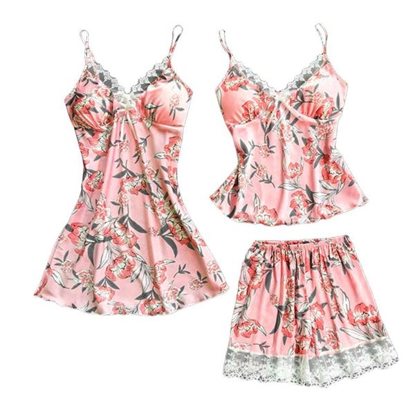 

3шт сексуальное женское белье набор пижамы женская пижама набор сексуальное искушение babydoll пижамы cami топ и шорты pijama mujer #4, Black;red