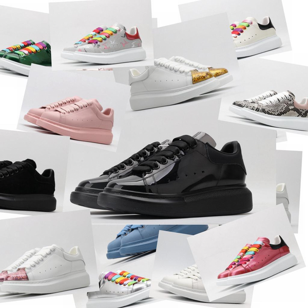 

2020 new designer men fashion luxury women shoes mens leather lace up platform wide sole sneakers white black casual shoes [with box] cd4b#