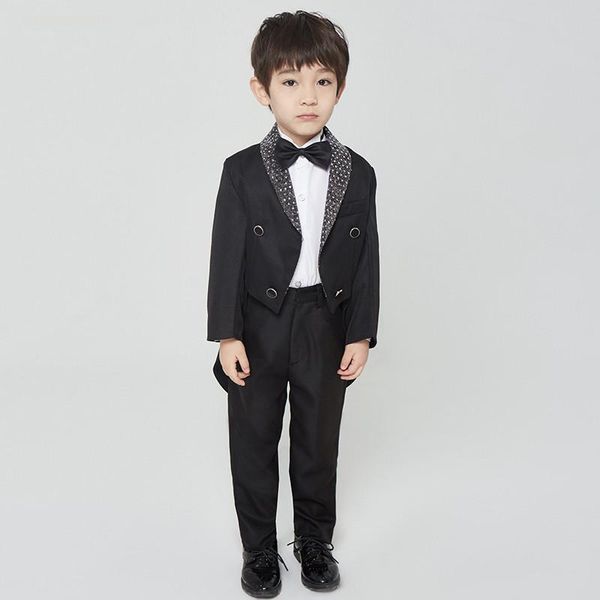 

2020 kids boys formal prom blazer suits teens boys wedding swallow-tail pants 2pcs tuxedo sets children bow tie clothes q292, White