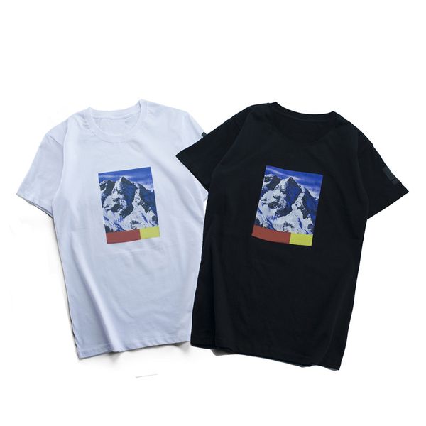 

box logo snow mountain print t shirt designer men women couples round neck short sleeve summer mens designer t shirt tees, White;black
