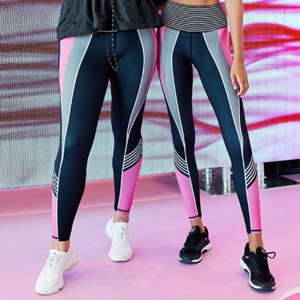 

fashion women stripe splice high waist leggings tight sports casual yoga pants fitness leggings sport women mallas deporte mujer, White;red