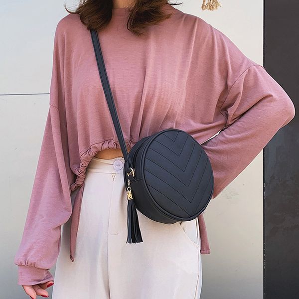 

ocardian handbag women round mulit style leather bag pure color tassel shoulder bag messenger new fashion 2019 may7