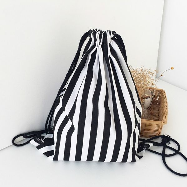 

fashion drawstring bag backpack stripe printing teenagers backpacks mini casual shopping bags travel storage package