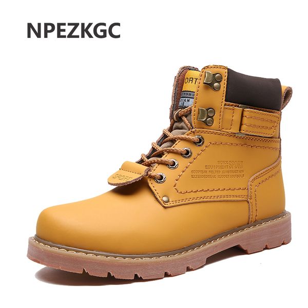 

men work boots square toe leather mens ankle boot autumn winter riding booties waterproof rain boots male tooling, Black