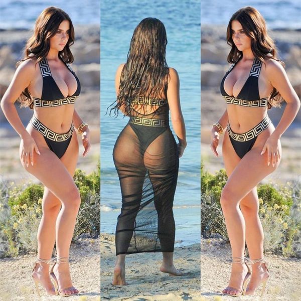 

women 2pcs bikini sets tankinis halter letters f bra underwears briefs swimsuits bikinis summer clothes