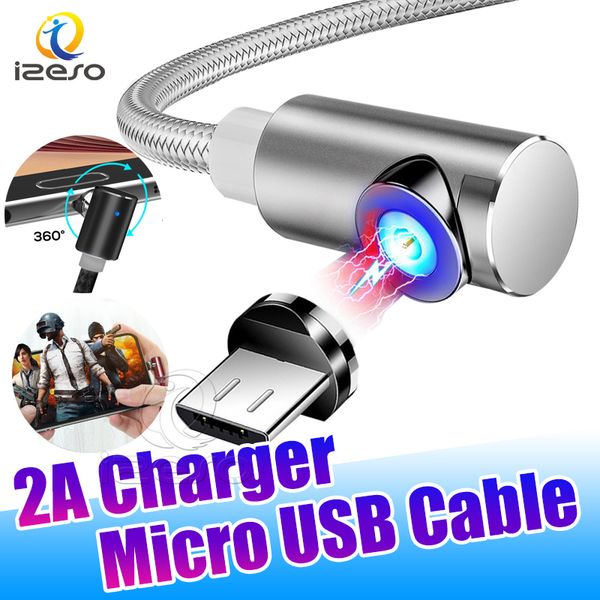 

2a magnetic cable 90Â° elbow l shape magnet charger cord nylon braided micro charging usb c cable wire for samsung huawei phone izeso
